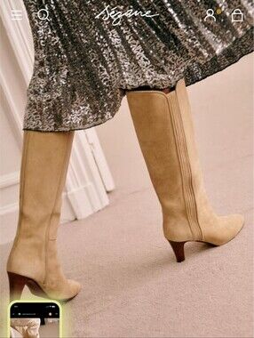 Sezane Ophelia Leather Boots - Size 36